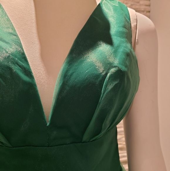 Organza Green Cocktail Dress. - Picture 4 of 9